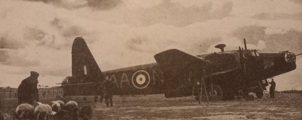 Bombs being loaded onto a Halifax Bomber 1941 WW2 Royal Air Force records
