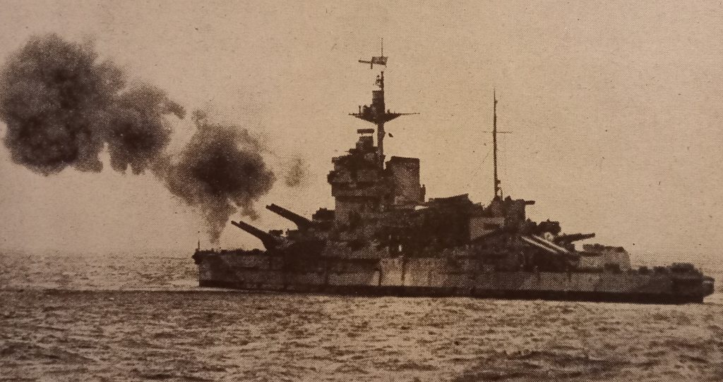 HMS Warspite bombarding Normandy coast June 1944 WW2 Royal Navy Records