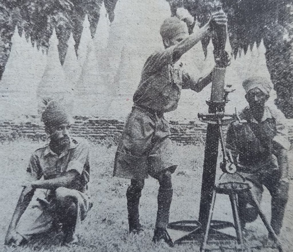 Indian Army soldiers firing a Mortar Burma circa 1942 WW2 Empire forces