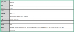 2882550 Private P Taylor Gordon Highlanders